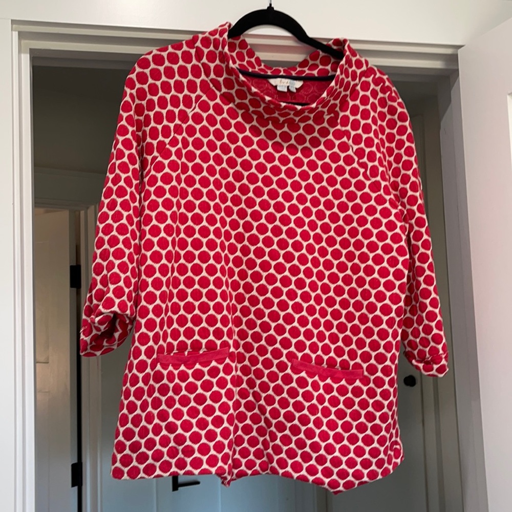 Cream and pink polka dot Boden top